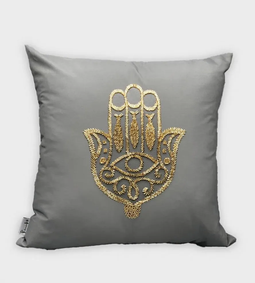 Hamsa Embroidered Throw Pillow Cover — 1