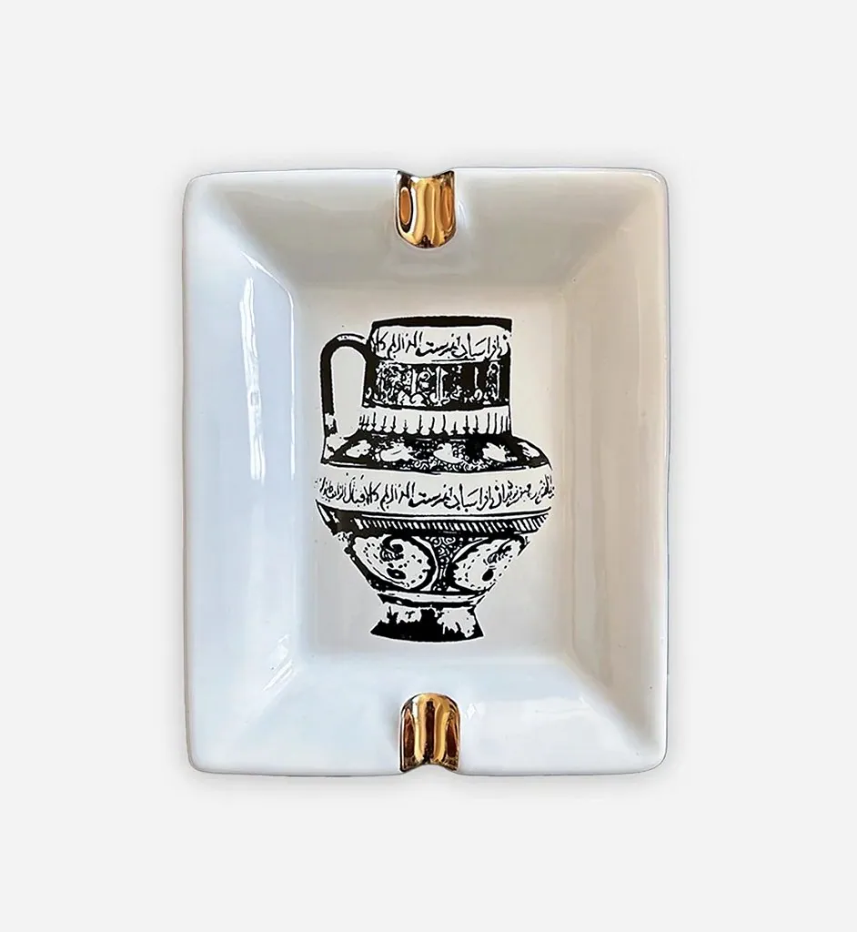 Porcelain Decorative Tray with Gold Detail — 1